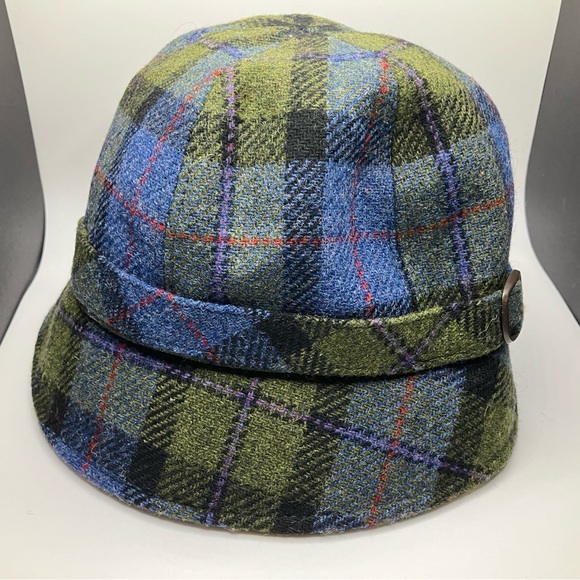 Mucros Weavers Tweed Flapper Cap Blue Green Plaid - Picture 3 of 8